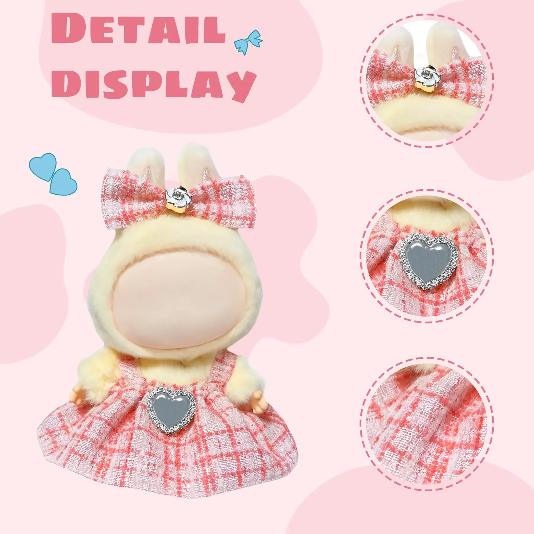 Puppenkleidungsset und Outfit-Set für 17 cm große Labubu-Puppen – Kleider mit Zubehör, Puppenkleidungsset-Ersatz (keine Puppe, keine Schuhe)