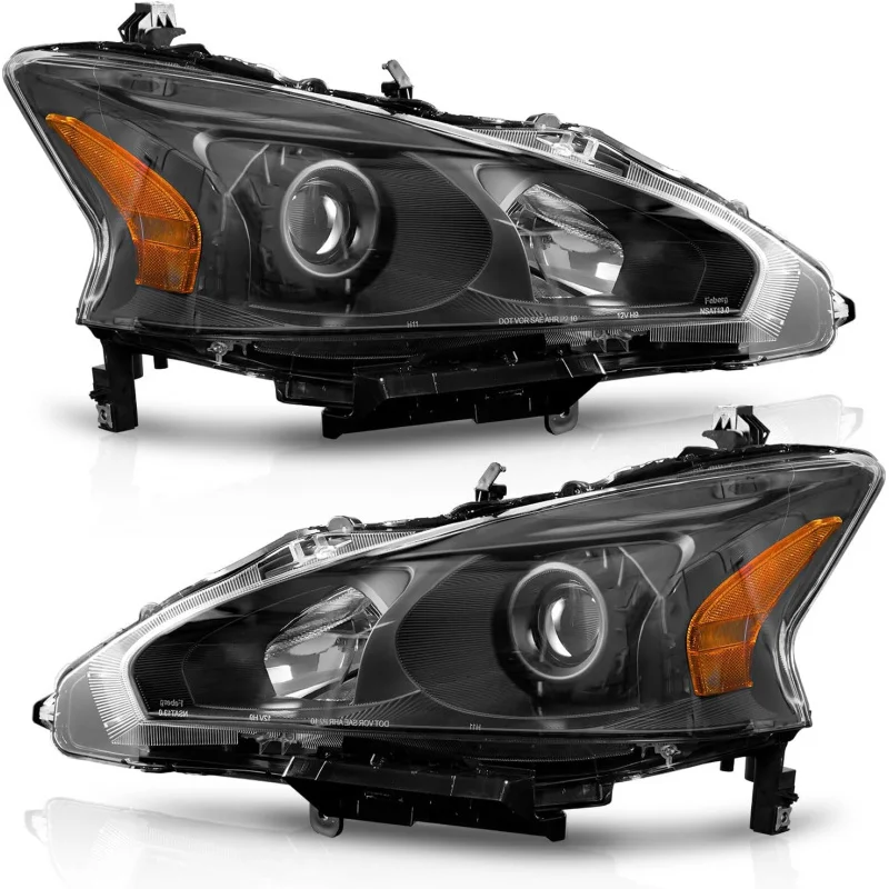 Headlights 2013-2015 Altima 4Dr Sedan Headlight Assembly Pair Replacement 2013 2014 2015 Altima Black Housing Amb