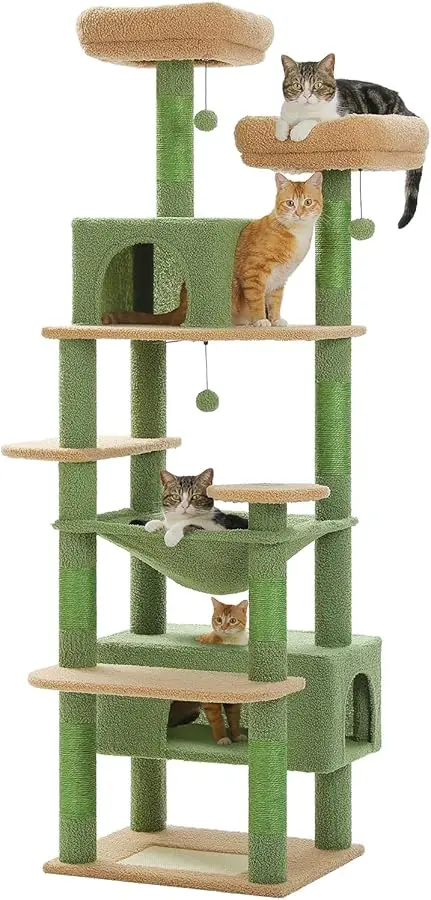

PAWZ Road Large 72 Inches Cat Tree and Tower for Indoor Cats - with Sisal-Covered Scratching Posts, Padded Perches, Condos, and