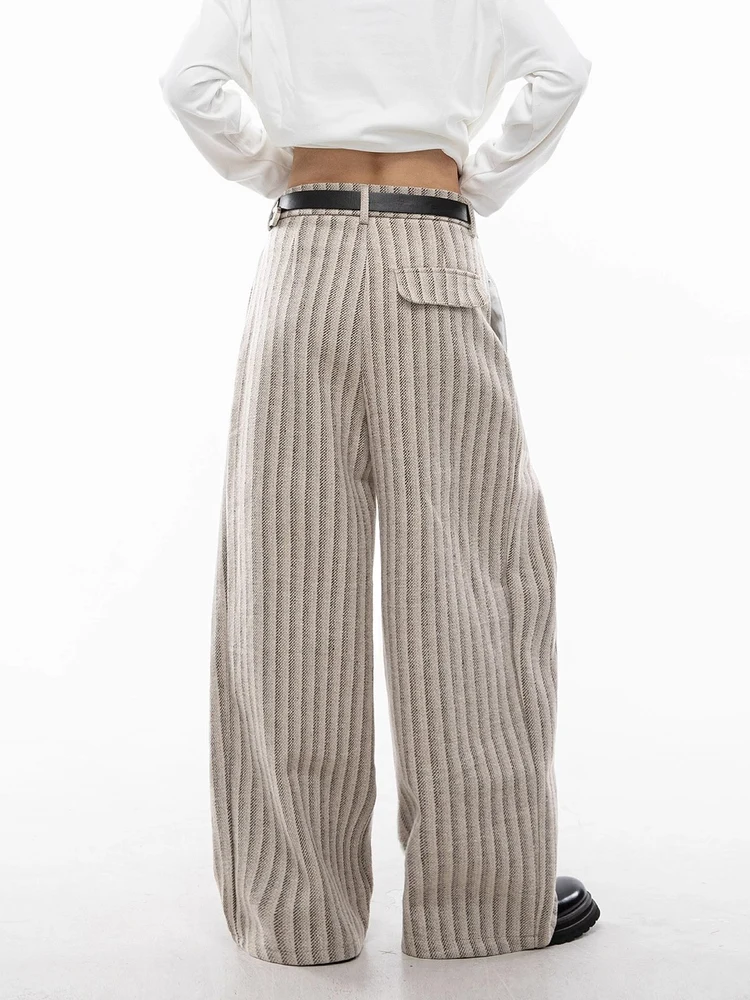 Pantalones urbanos a rayas grises para mujer, pantalones holgados Harajuku de los años 2000, ropa de calle Vintage Y2k, pantalones estilo japonés de los años 2000, ropa de moda