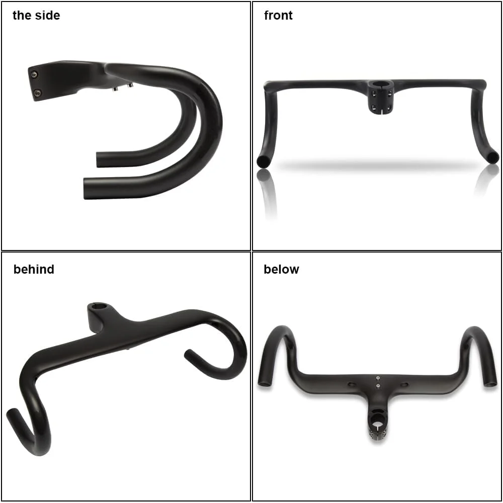 

No Logo Full Carbon Fiber Road Bike Handlebar 1-1/8" 400/420/440mm Road Bike Accessories Ultra light Drop Bar with Bicycle Stem