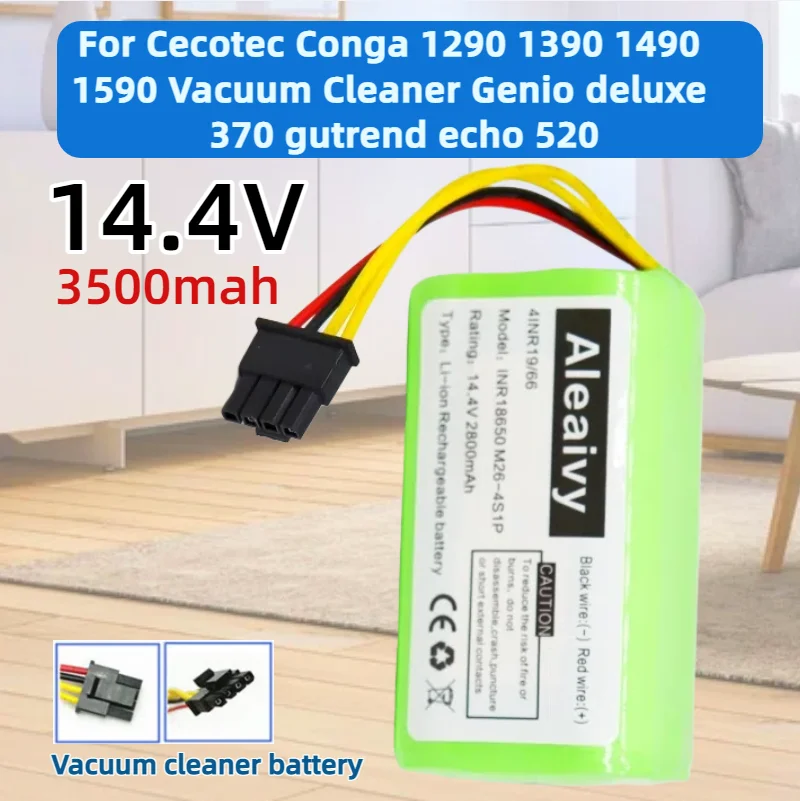 

Аккумулятор 14,4 В 3500 мАч для пылесосов Cecotec Conga 1290, 1390, 1490, 1590, Genio Deluxe 370, Gutrend Echo 520