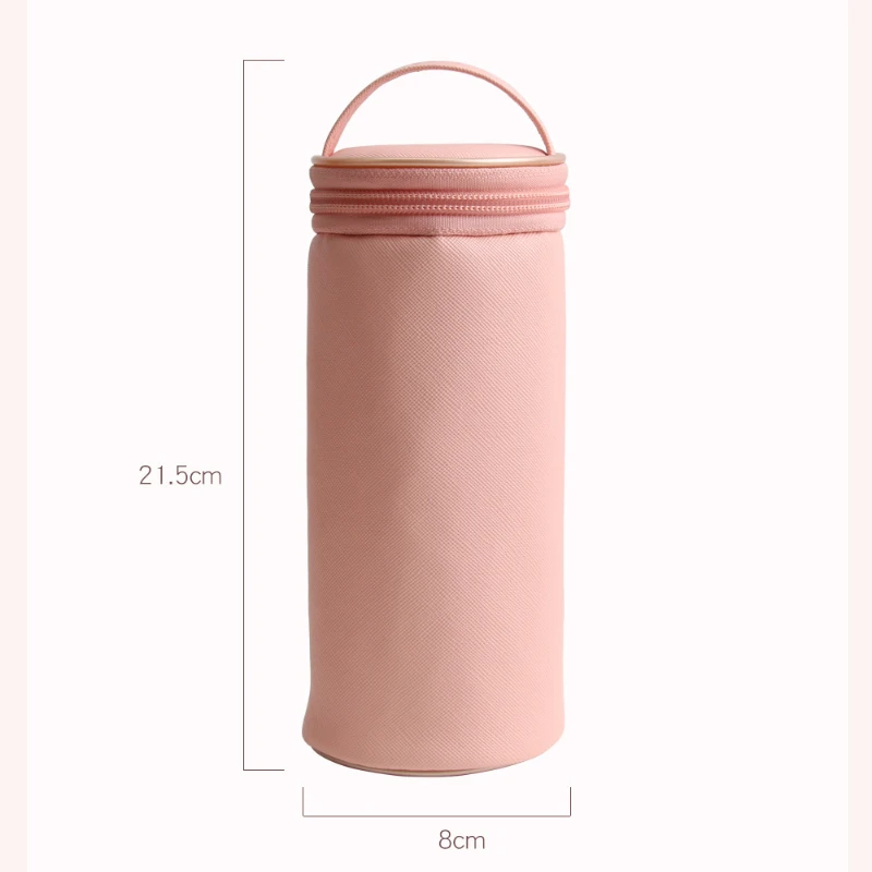 PU Leather Cosmetic Brush Holder Cylindrical Cosmetic Storage Bag Brush Makeup Storage Box Portable Cosmetic Brush Bag Tool