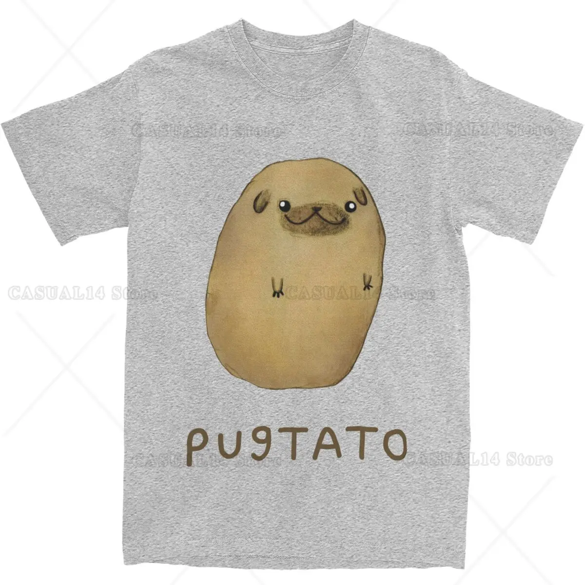 Cute Potato Pug Men Women T Shirt Kawaii Pet Dog Puppy Pugs Novelty Tee Shirt T-Shirts Pure Cotton Gift Idea Clothing