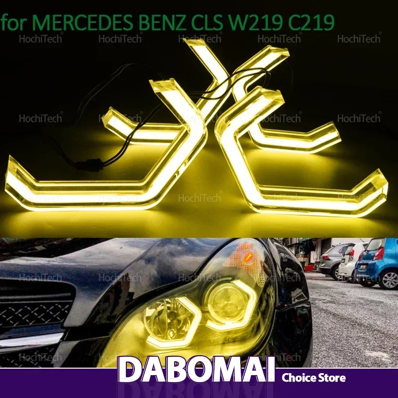 

M4 Style LED Angel Eyes Kit Ring Lemon Yellow Colors Headlight Lamp DRL for MERCEDES BENZ CLS W219 C219 2004-2010