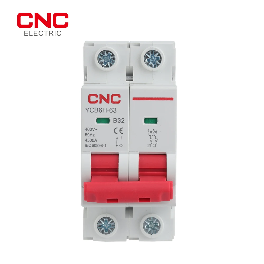 CNC B Curves B16A/B32A MCB Din Rail Mount Breaking Capacity4.5kA 2 Poles Miniature Circuit Breaker