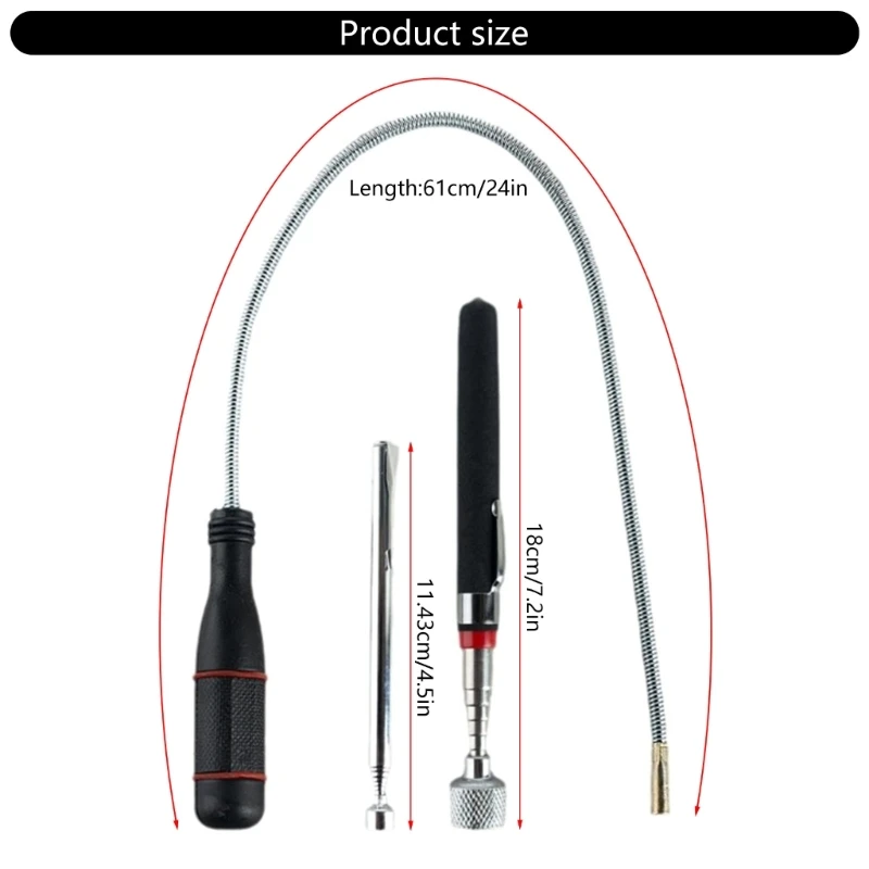 Alat Pickup Magnetik Teleskop Tongkat Magnetik Dapat Diperpanjang, Pengambil Tongkat Magnetik Portabel untuk Mengambil Baut Drop