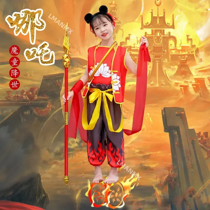 Nezha Cosplay Costumes For Kids Kindergarten Dance Clothes Halloween Cosplay Festival Dance Costumes Carnival Game China TV Role