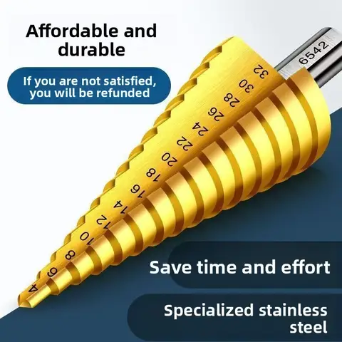 एचएसएस स्टेप ड्रिल बिट 4-12 मिमी 4-20 मिमी 4-32 मिमी हेक्स टाइटेनियम कोन होल कटर मल्टीफ़ंक्शन रीमर प्लेट आयरन एल्युमीनियम प्लेट ड्रिलिंग मशीन 6 best sales छेद काटने वाला - №3