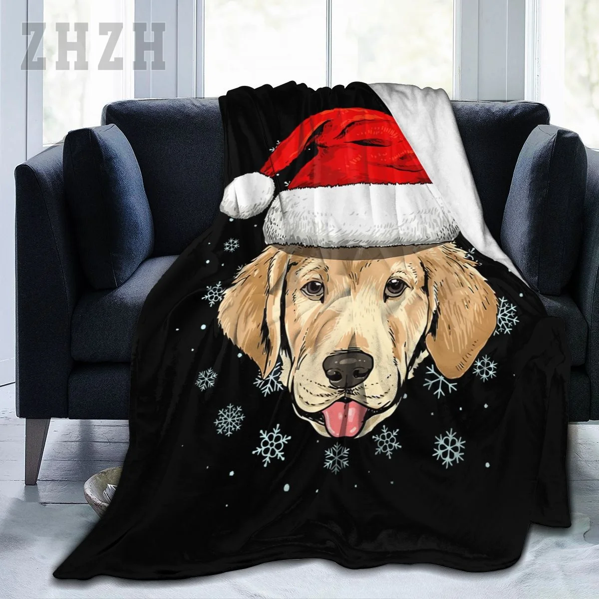 Manta Labrador Retriever, gorro de Papá Noel, Navidad, niños y niñas, franela de Navidad