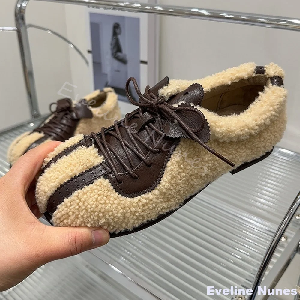 

Velvet Warm Derby Shoes Women Round Toe Cross Tied Mixed Colors Flat Plush Cotton Shoes 2025 New Winter Versatile Ankle Boots