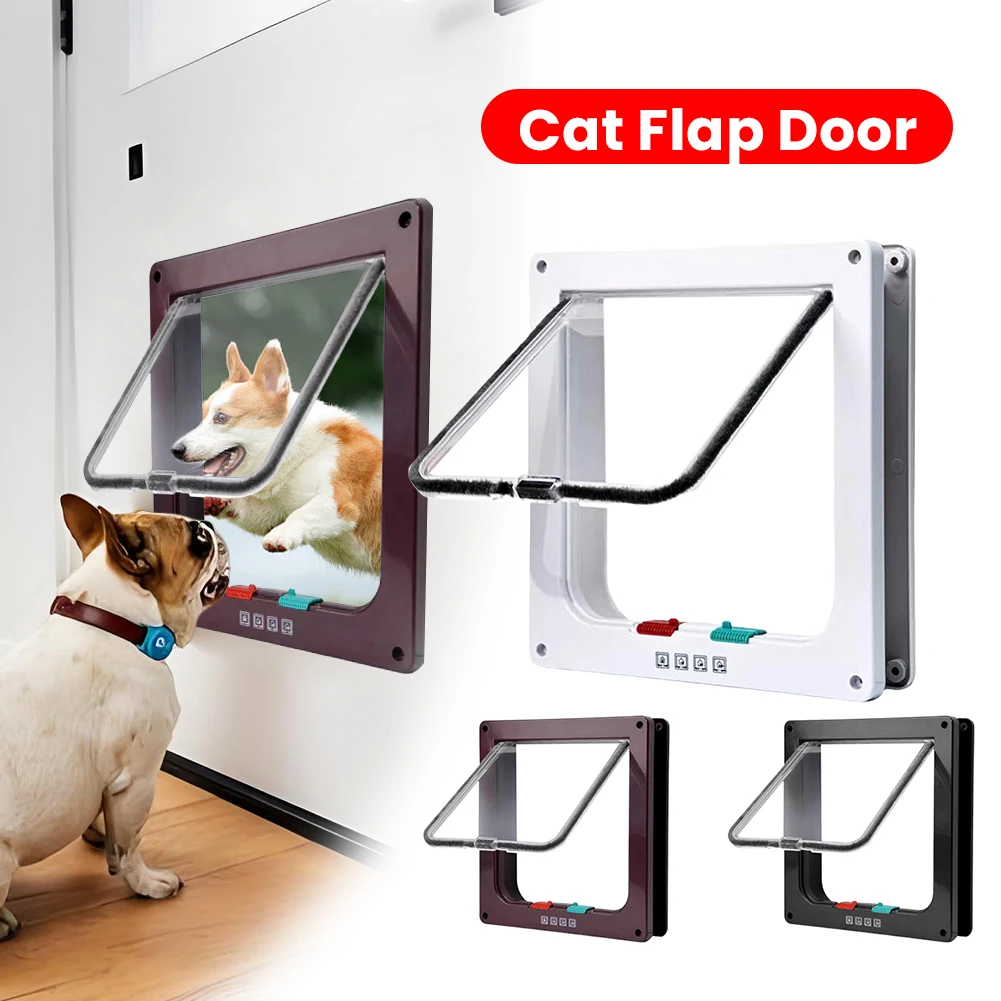 Puppy Kitten Safety In&out Pet Door with 4 Way Security Lock Dog Cat Flap Door Cat Puppy Safety Gate Pet Doors and Sliding Door