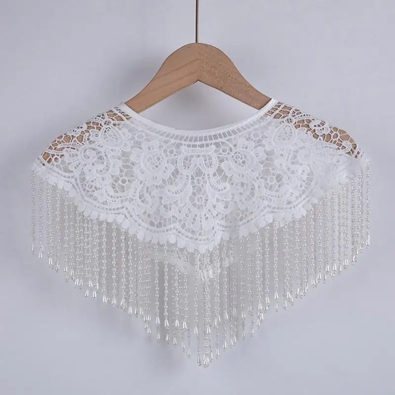 

Sophisticated Pearls Embellished Capelet Flowing Fringe Detail Traditional Wear