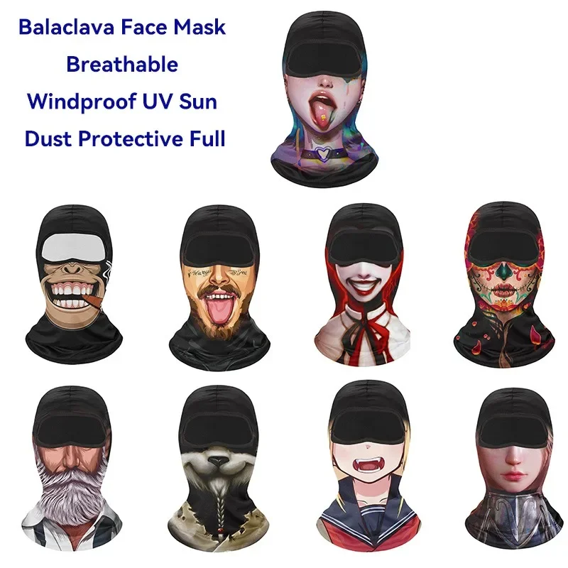 

1pc Balaclava Face Mask Clown Ghost Skull Mask, Breathable Windproof, UV Sun Dust Protective Full Face Cover for Summer Sprin