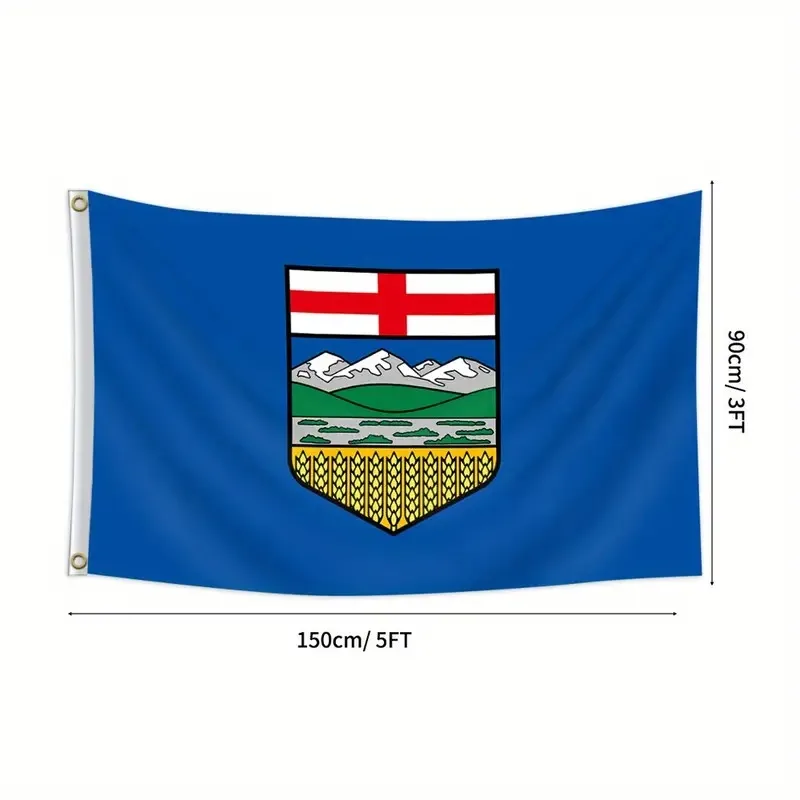 1pc Alberta Flag Canadian Province Banner 3X5Ft - Polyester with 2 Grommets, Single-Sided Printing for Indoor/ Outdoor Use