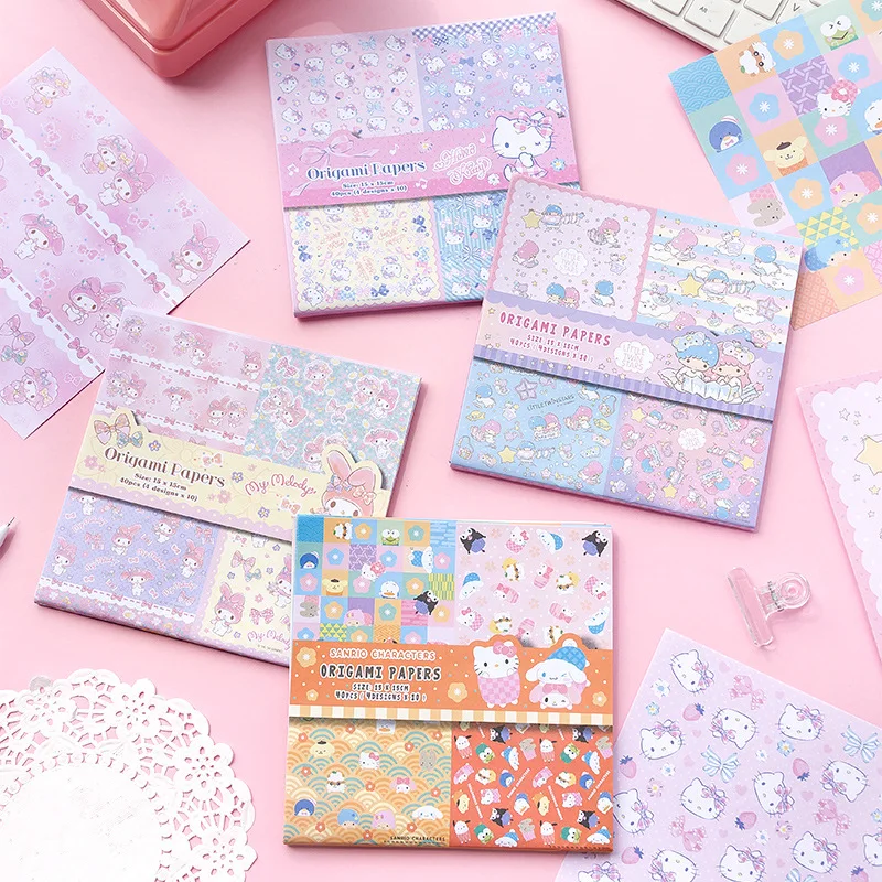 8set/lot Sanrio Melody Kitty LittleTwinStars Memo Pad Cute Handmade Paper Origami Paper DIY Scrapbooking Craft Decoration