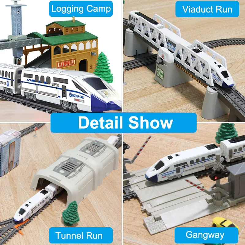 High Speed Children Train Toy Railway Electric Train Rails Child Trains Toy Children Assemble DIY Tracks Set Kids Locomotive