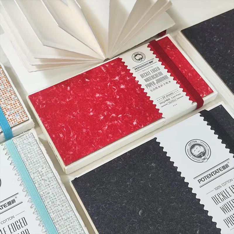 POTENTATE 100% Cotton Square Watercolor Paper Book 24 Sheets 300g (140lb) Thick Paper Art Drawing Paper Sketchbook Art Supplies