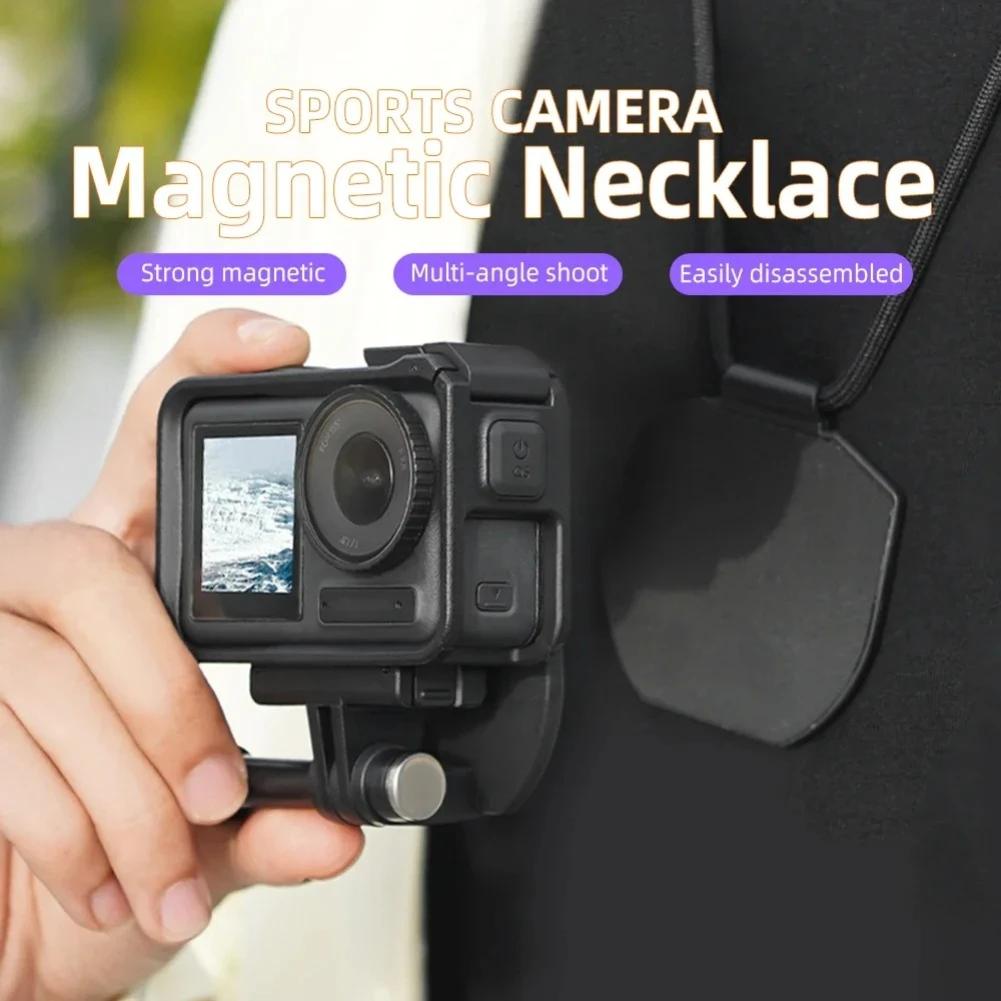 Magnetic Neck Strap Hold Mount Strong Magnetic Chest Bracket For Insta360 X4 Go3s DJI Action 4 Gopro 12 Sports Camera Accessory