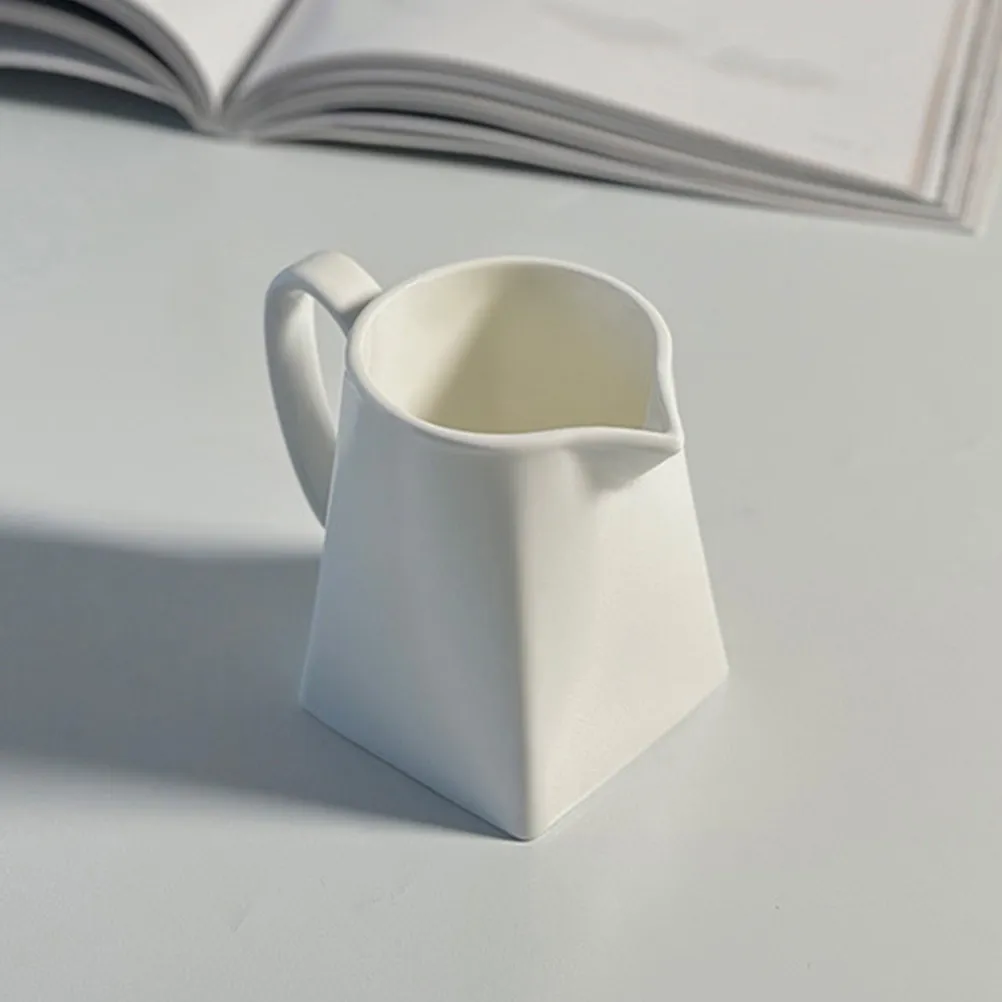 230Ml Pure White Mini Ceramic Creamer Jug Sleek Minimalist Design No Mess Spout for Coffee Tea Milk Cream Serving Heat Retaining