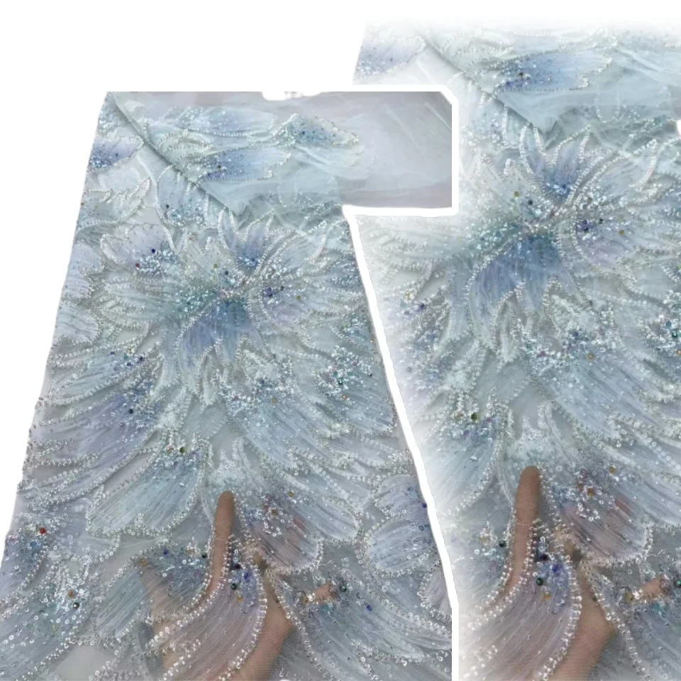 

Африканская вышивка бисером, блестящая вышивка бисером, сетка, кружевное свадебное платье, дизайнерская ткань, французская ткань, новинка 2023 года, 1146