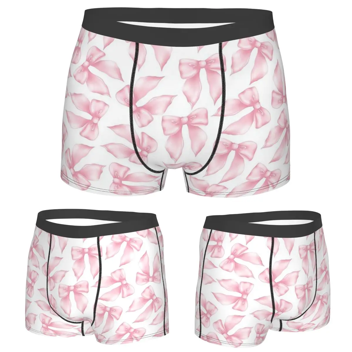 

Boxer Underpants Shorts Cochuette Pink Bow Bliss-pattern Panties Men Comfortable Underwear for Homme Man Boyfriend Gifts