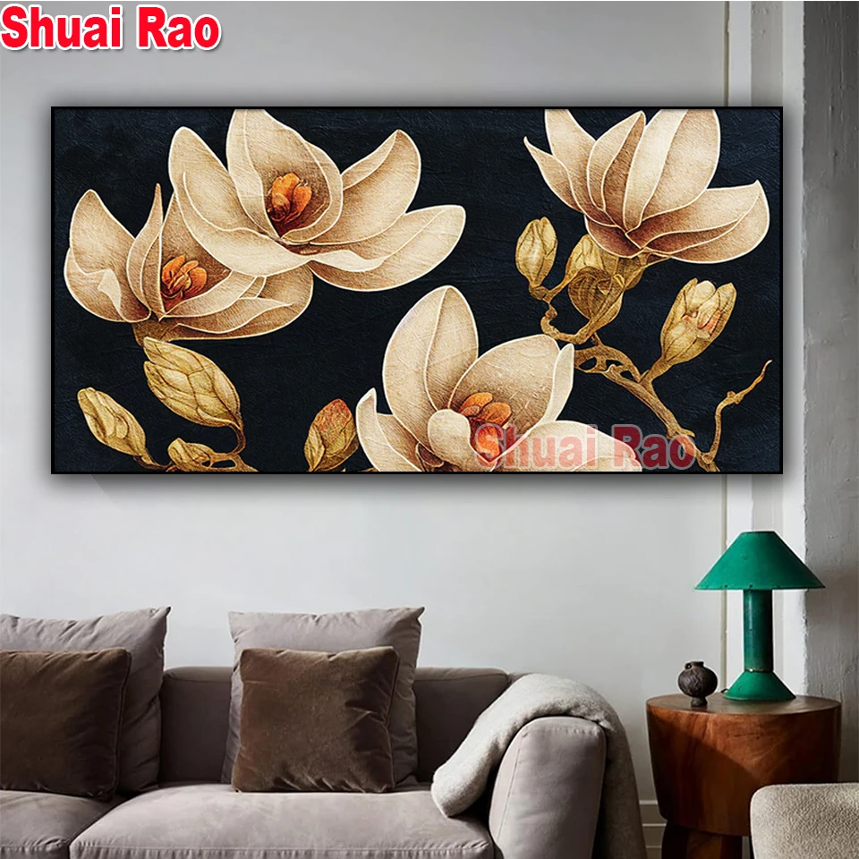 ancient orchid diamond painting new 2024 Full Square Round Diy Diamond Mosaic Jewelry cross stitch Mysterious Flowers Home Decor