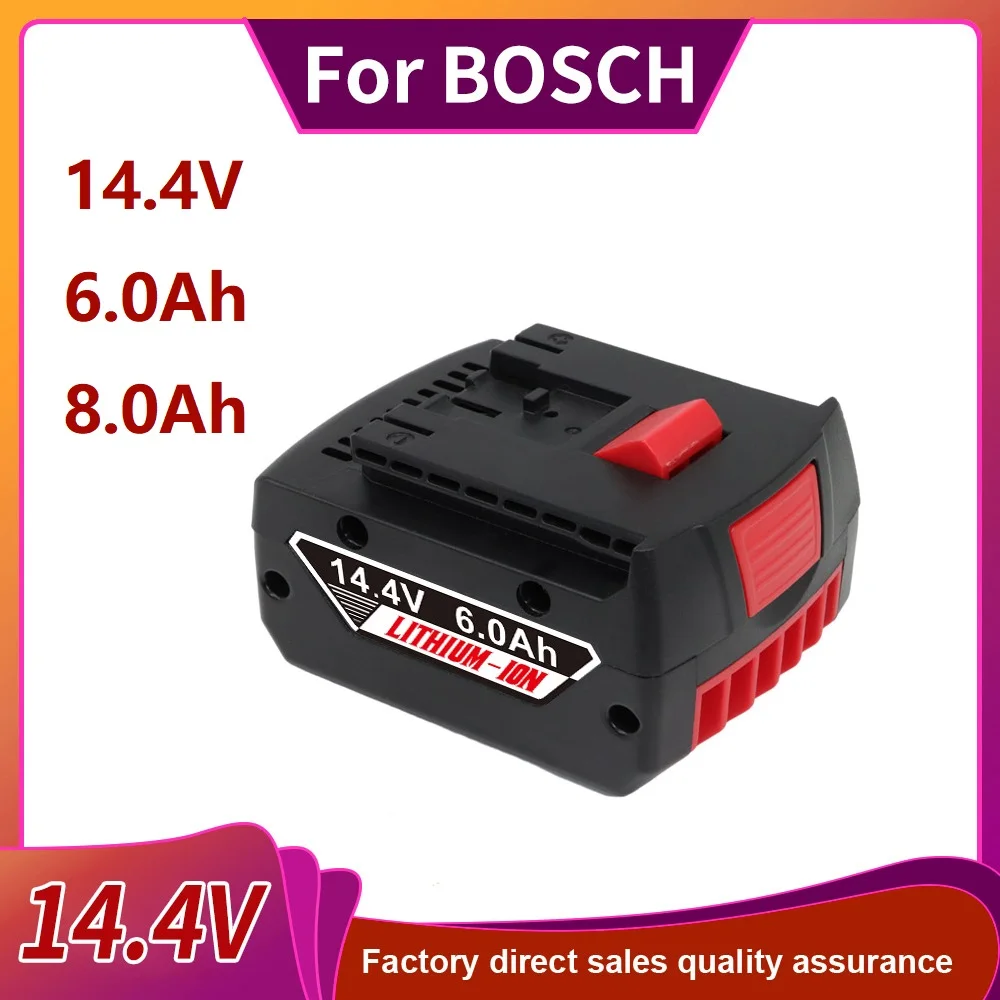 For BOSCH 14.4V 6000mAh/8000Ah Power Tool Battery Cell Pack For 14.4VBOSCH 4-2-LI BAT607 BAT614G GSR14.4 V-LIN 26614-01 17614-01