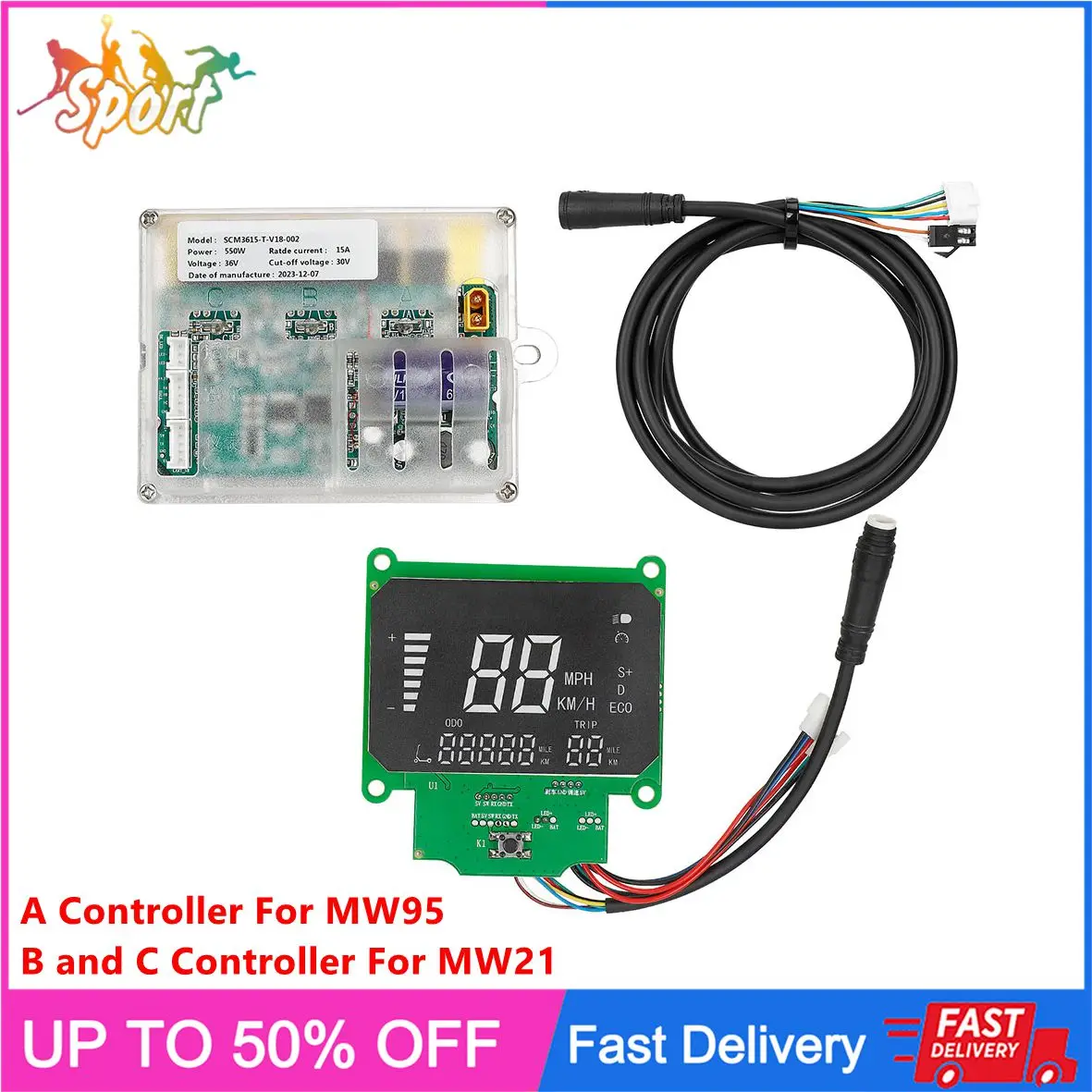 

For DUCATI Electric Scooter Controller Set 36V 550W/48V 1200W Meter For MW95 For MW21 with Aluminum Construction