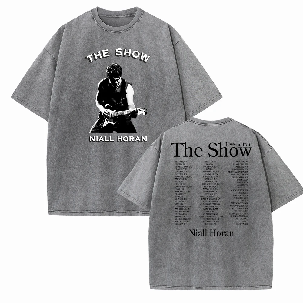 Niall Horan The Show Tour Dates Guitar Vintage Harajuku Summer Unisex O-Neck Short Sleeve Cotton T-Shirts