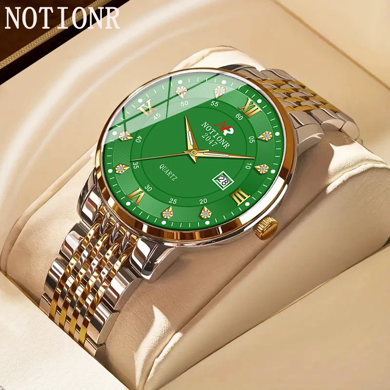 

NOTIONR 2024 Men's Alloy Strap Watch Men's Calendar Luxury Business Watch Stainless Steel Men's Waterproof Watch Reloj Hombre