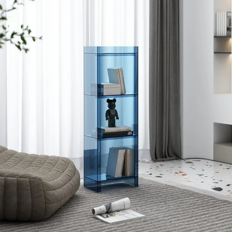 Storage Rack Luxurious Bookshelf Balcony Household Narrow Cabinet Simple Modern Wood Floor Acrylic Multi-layer Square Furniture