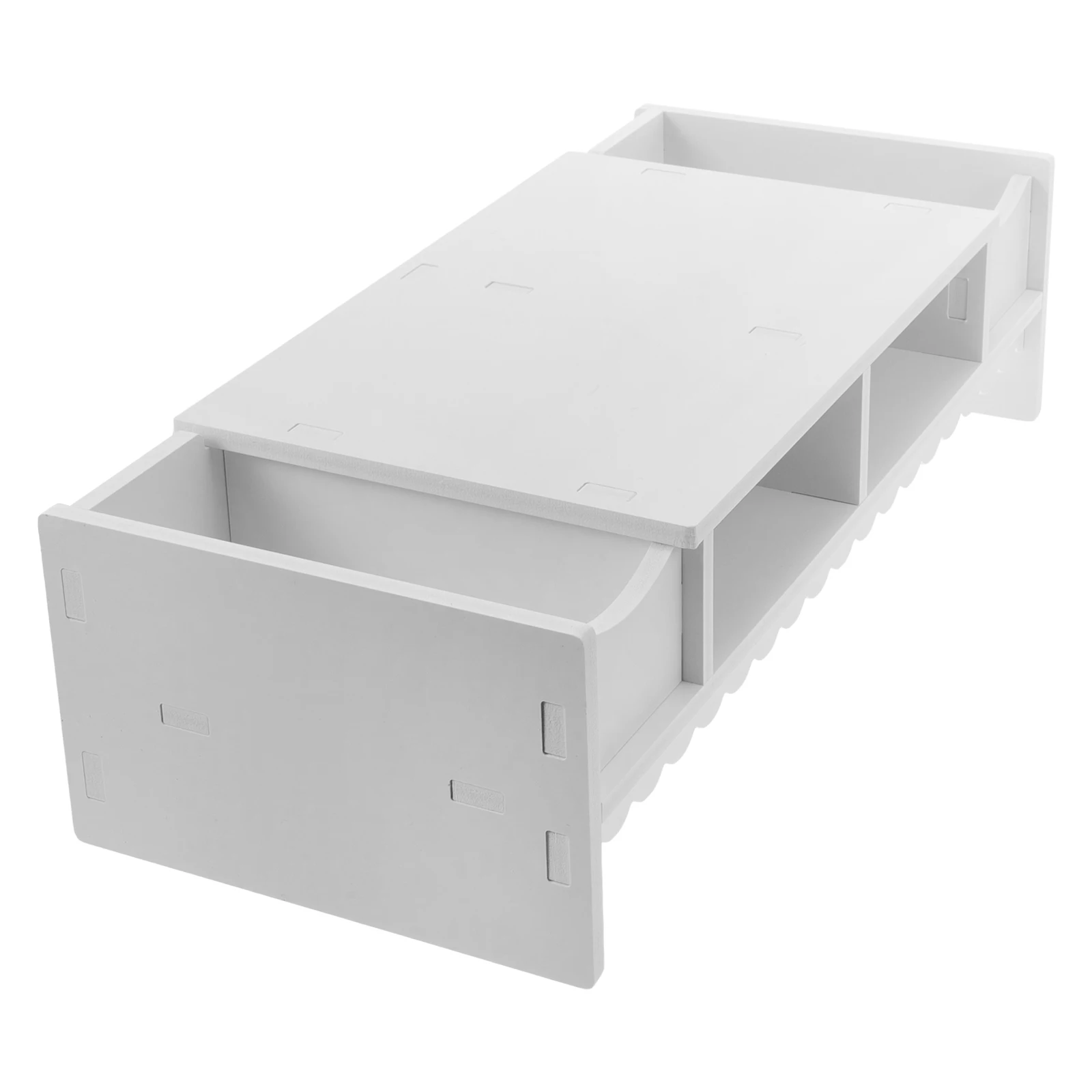 

White Laptop Monitor Shelf Increased Storage Box Screen Bracket Desk Office Multifunction Rack Lightweight Items Organizer