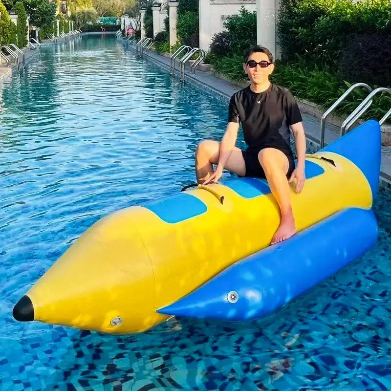 Summer Large Inflatable PVC Material Water Rafting Banana Boat Flying Fish Commercial Use Over 500kg Capacity JUNAO Manufacturer