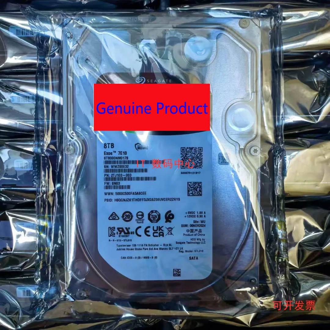 

NEW ST8000NM017B, Exos 8TB 7E10 7.2K 6Gb/s 3.5'' SATA 256MB Hard Drive NEW
