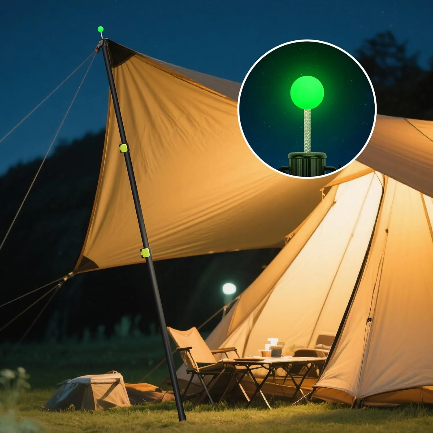 SANLIKE Tarp Poles Heavy Duty Telescoping 97" Adjustable Aviation Aluminum Canopy Rods Lengthen Thicken with Protection Cap Port view 6