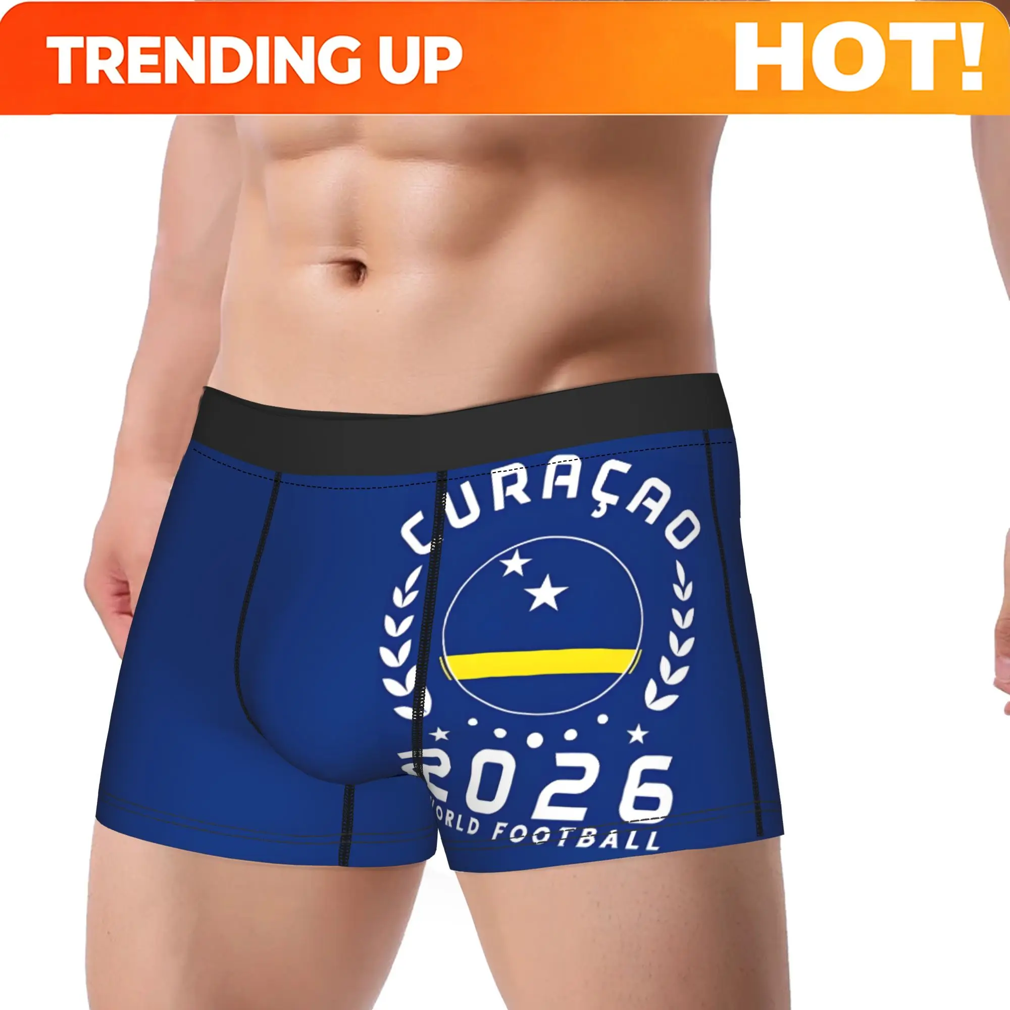 sexy for guys  World Soccer 2026 Curacao Football Fan Underpants Homme Panties Man Underwear Ventilate Shorts Boxer Briefs