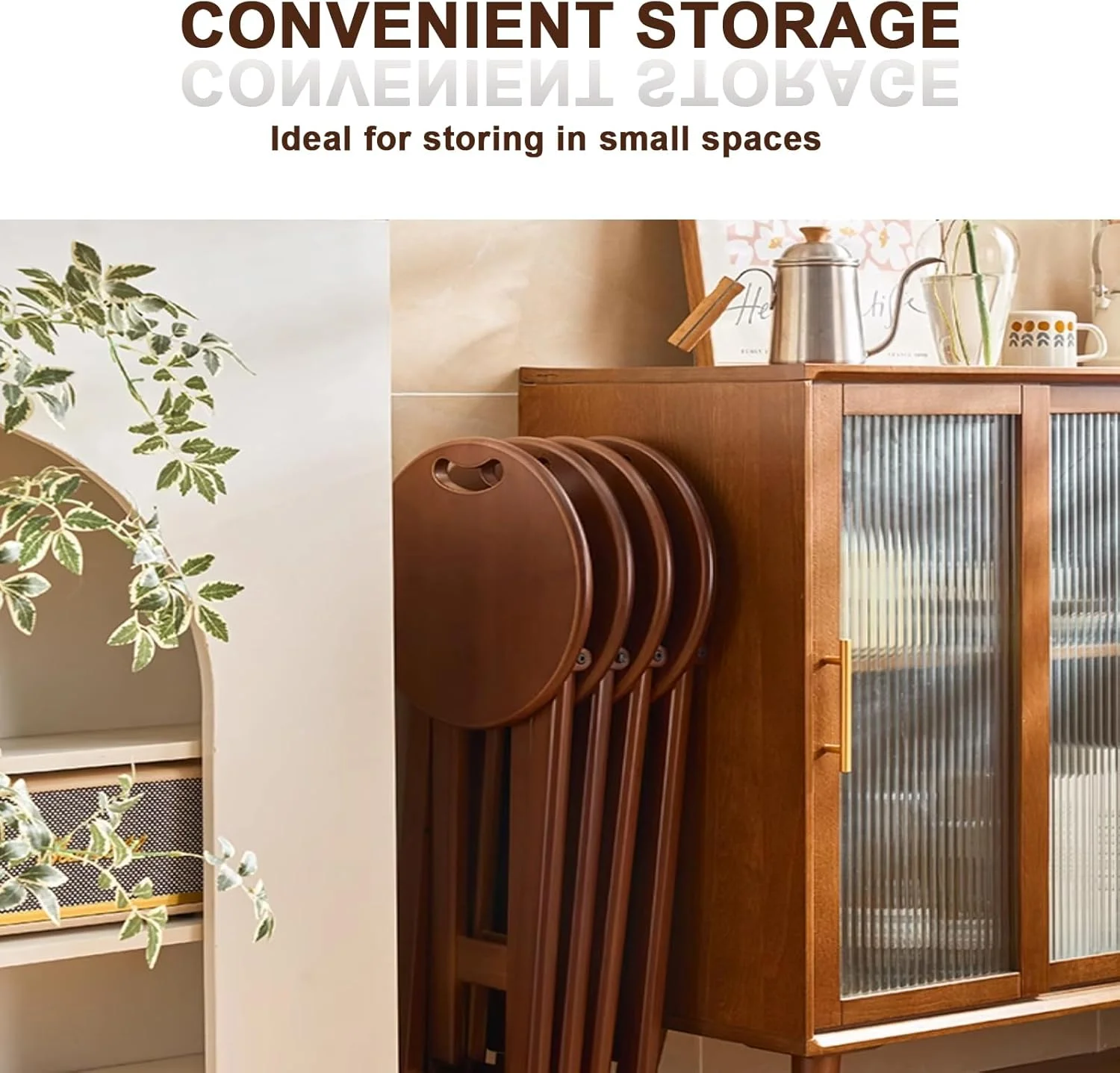 Bamboo Foldable Stool Bar Stool Wood Counter Stool Portable Counter Height Stool,24 Inch Kitchen Stool for Adults, Dorm,Outdoor