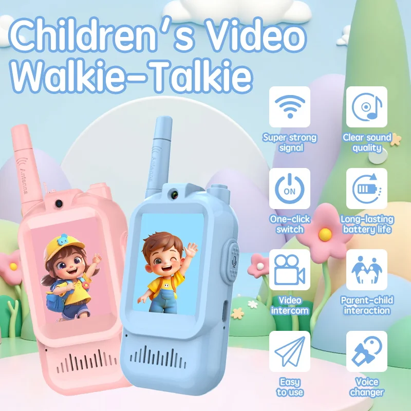 Paquete de 2 Walkie Talkies Recargables para Niños, Juguetes para Niños Pequeños, para Acampar en Interiores, Viajes, Regalos de Cumpleaños para Niños de 3 a 14 Años