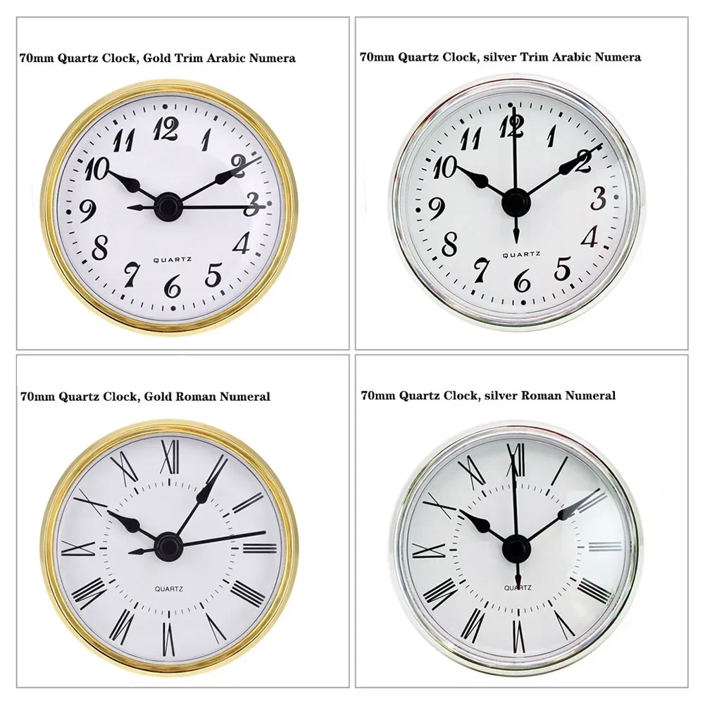 70mm Quartz Clock Insert Movement Home DIY Roman Arabic Numerals Clock Mechanism Inserts Movement Quartz Clock Repair Parts