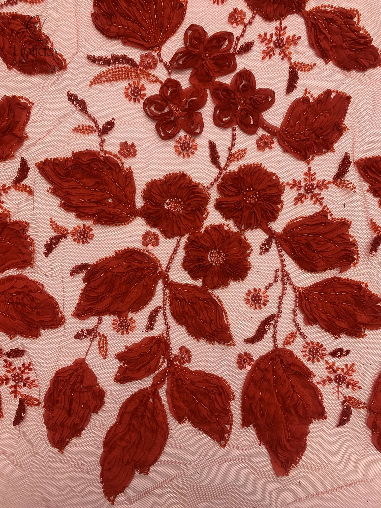 Hot Sale Unique Design Africa High Quality Handmade Beautiful 3D Embroidery Beads With Sequins For Wedding or Party Dress