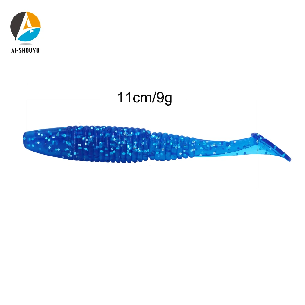 

AI-SHOUYU New Style 4pcs/lot Soft Bait Fish Lure Artificial Wobblers 110mm 9g Double Color T-tail Swimbait For Jig Fishing Lure