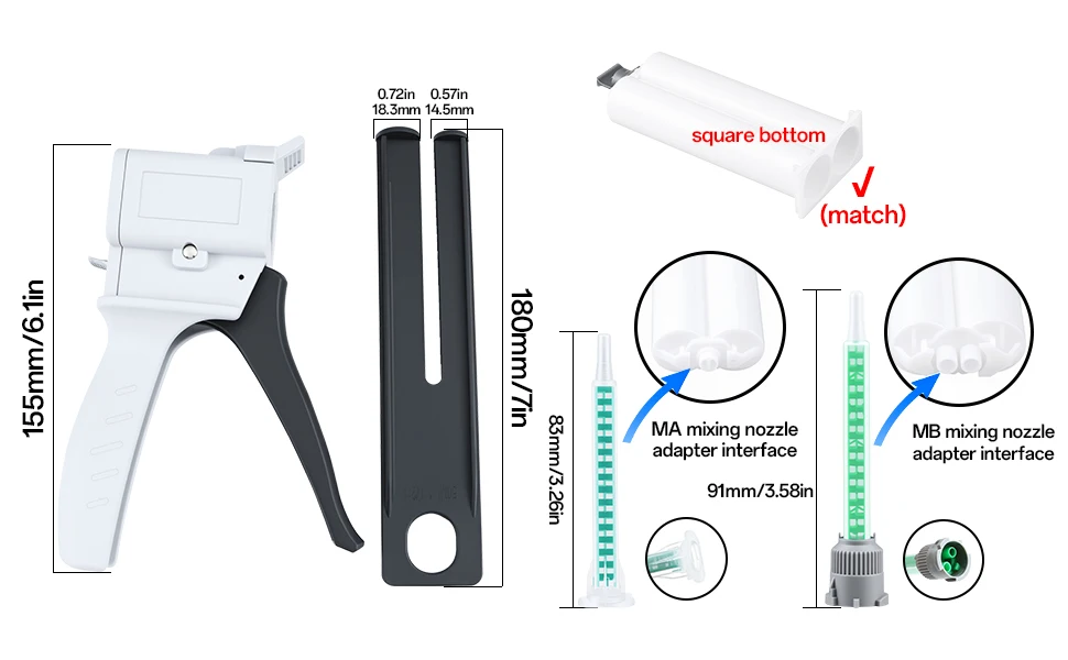 50-ml-Spenderpistole, Epoxid-Klebepistole 1:1/2:1 Impression Mixed Dispensing Gun Zweikomponenten-AB-Klebepistole – Detail 3