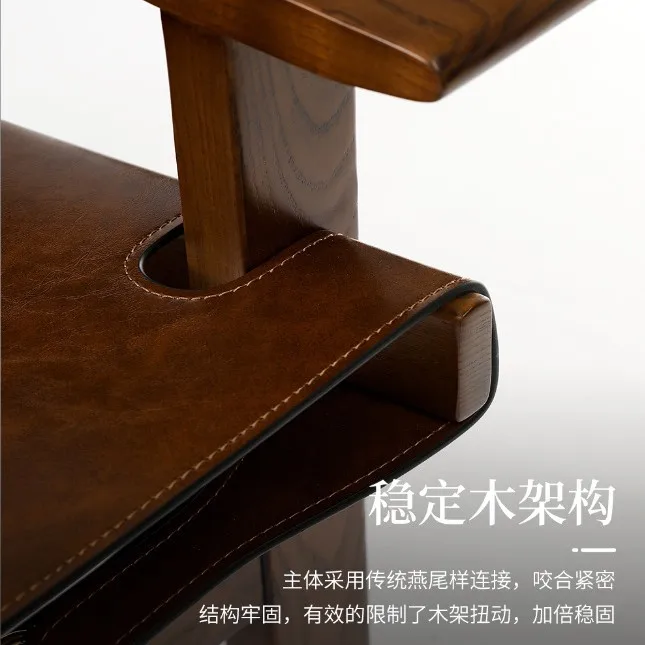 Nordic medieval Spanish chair Foshan source factory solid wood chair single lazy living room leather sofa chair