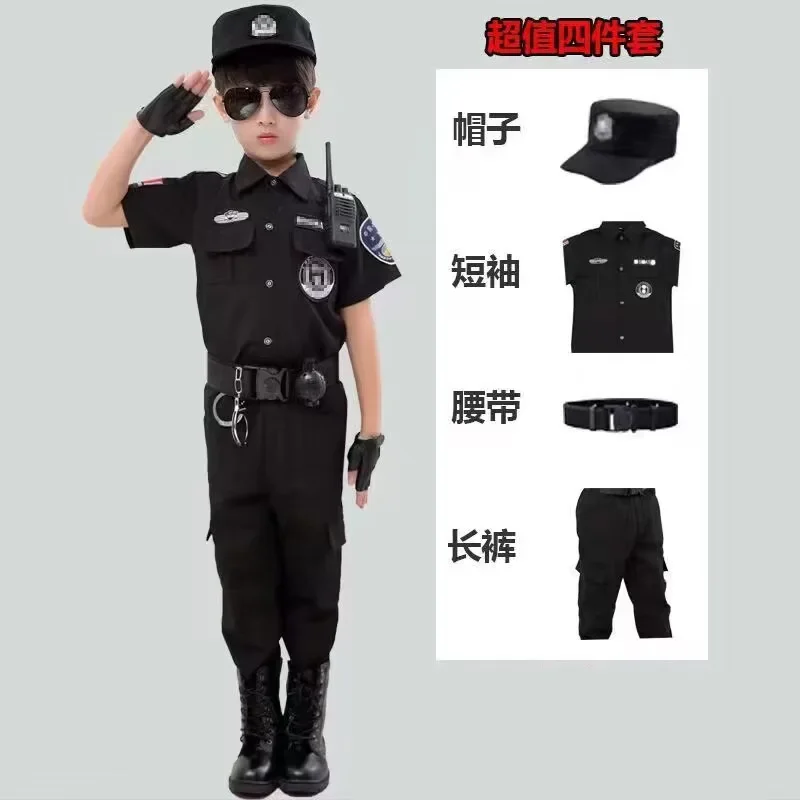New Halloween Children Policeman Cosplay Costume Boys Girls Kid Police Uniform Army Policemen Clothing Sets Party Dress Up Gift view 2