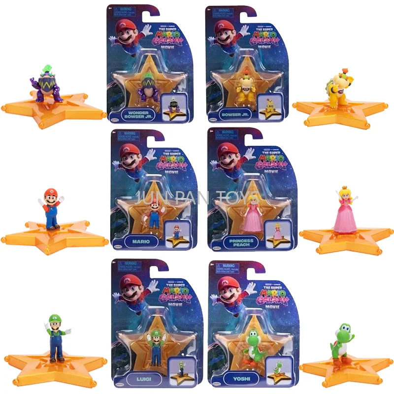 Figuras Miniaturas do Filme Super Mario Galaxy: Luigi, Yoshi, Princesa Peach, Bowser Jr. e Lançador Star Base - Brinquedos Colecionáveis