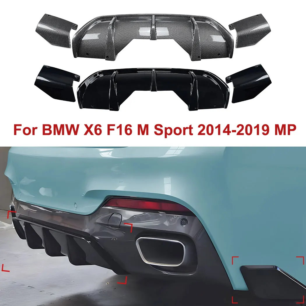 Car Tail Lip Rear Corner Set For BMW X6 F16 M Sport 2014-2019 MP Auto Tail Lip Spoiler Splitter Exterior Protector Accessories