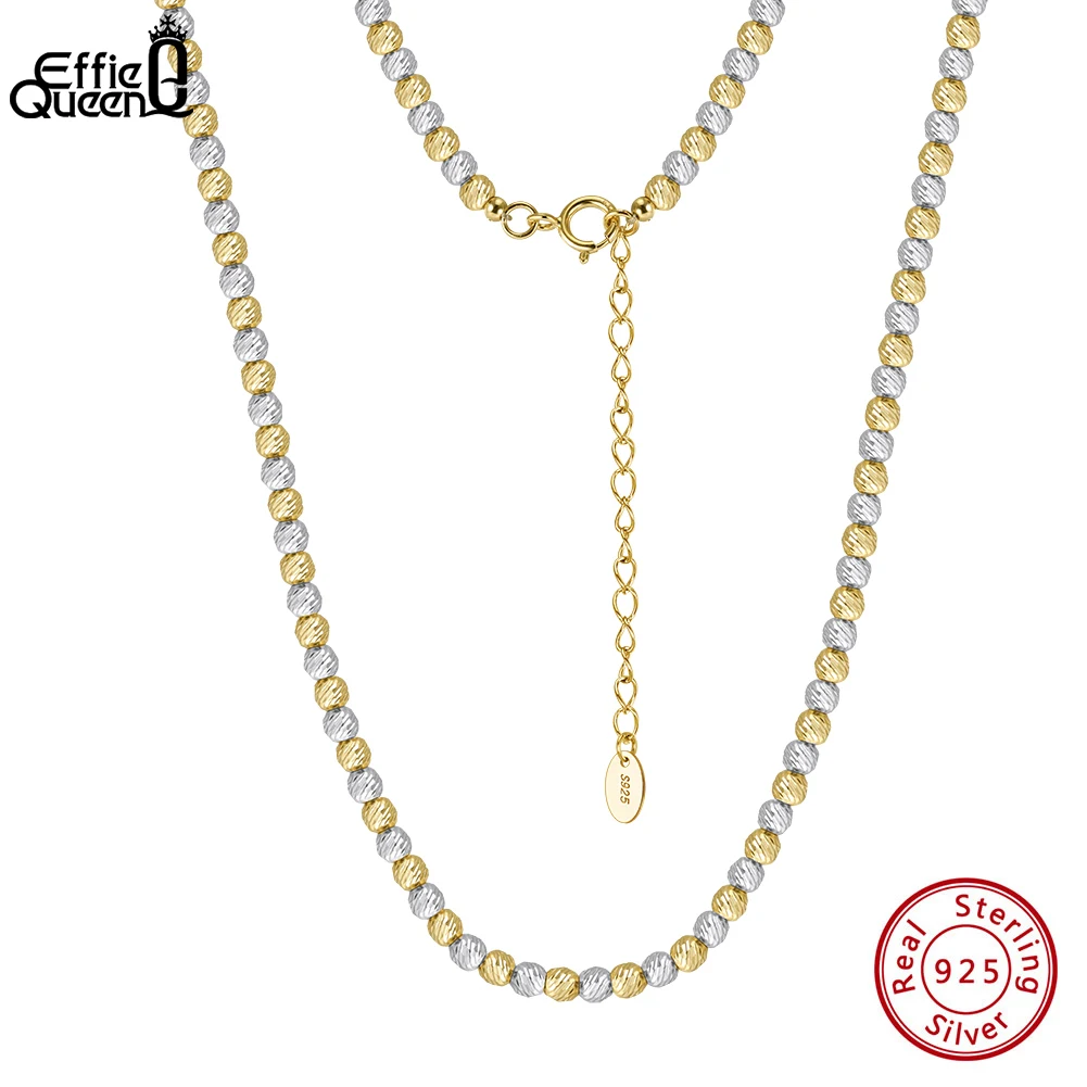 

Effie Queen Popular 4mm Ball Bead Necklace Adjustable Genuine 925 Sterling Silver Beaded Collar Choker Link Chain Jewelry GAN10