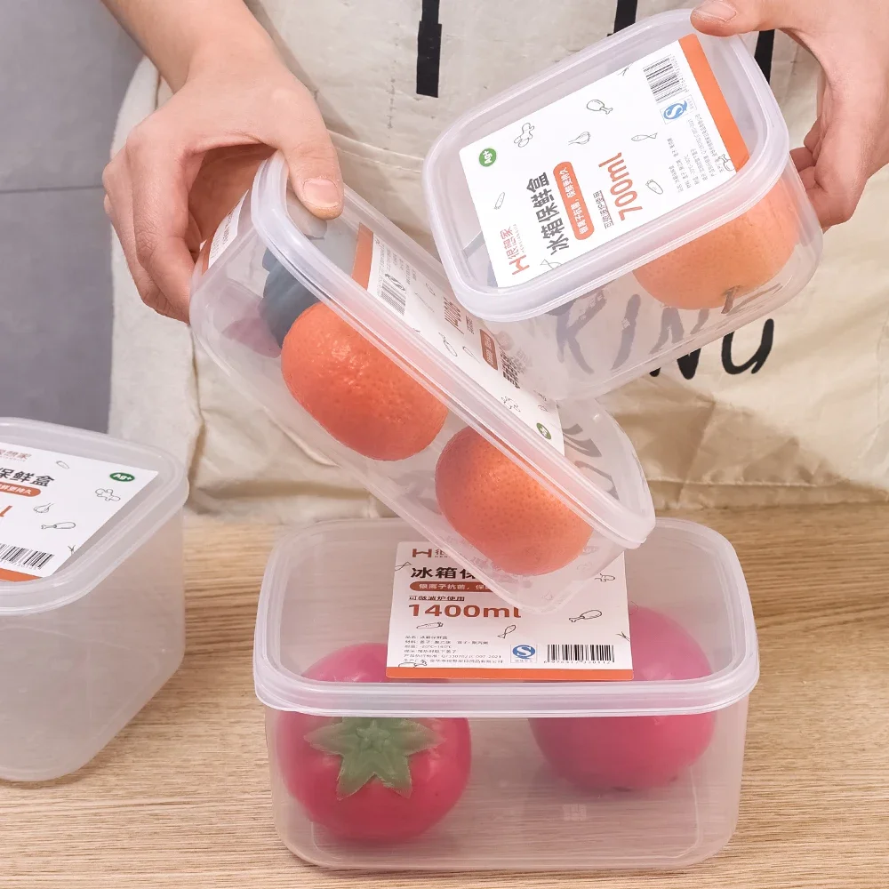 1400ml Food Fresh-keeping Boxes Refrigerator Sealed Container Kitchen Frozen Meat Storage Box Fruit Vegetable Packing Boxes