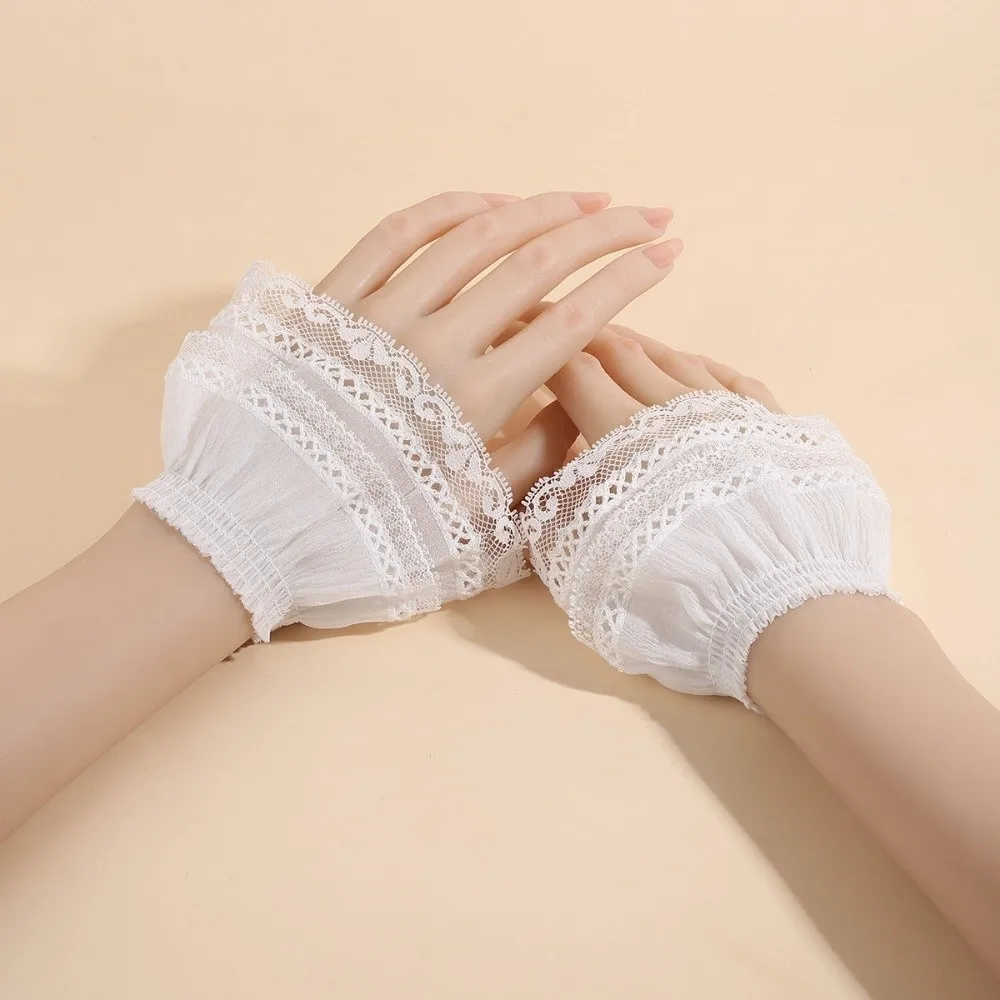

New Multilayer Ruffle Fake Cuff Detachable Lace Trim False Sleeve Cuffs Elastic Wrist Cuff Women's Clothing Accessories